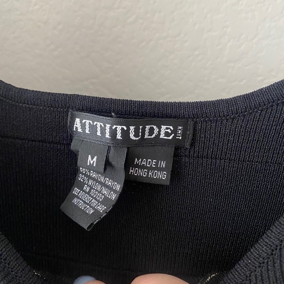 Black knit quarter sleeve top - attitude size M - Picture 3 of 4